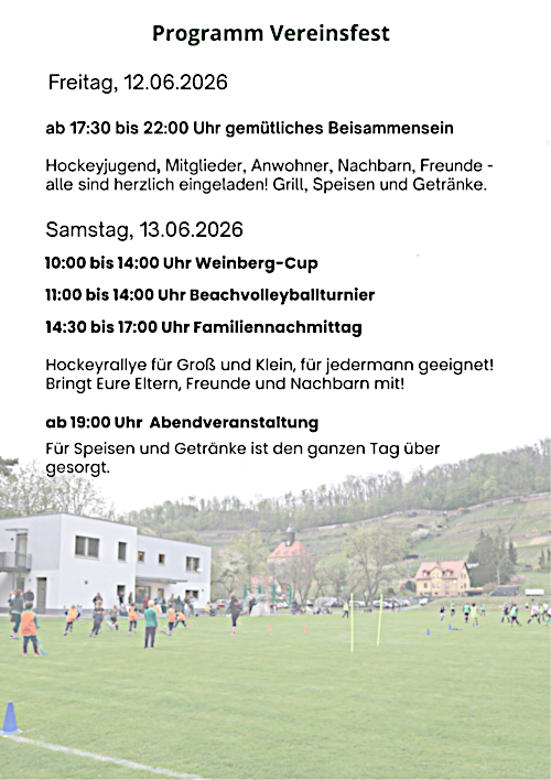 Das Programm zum Vereinsfest folgt in Kürze.